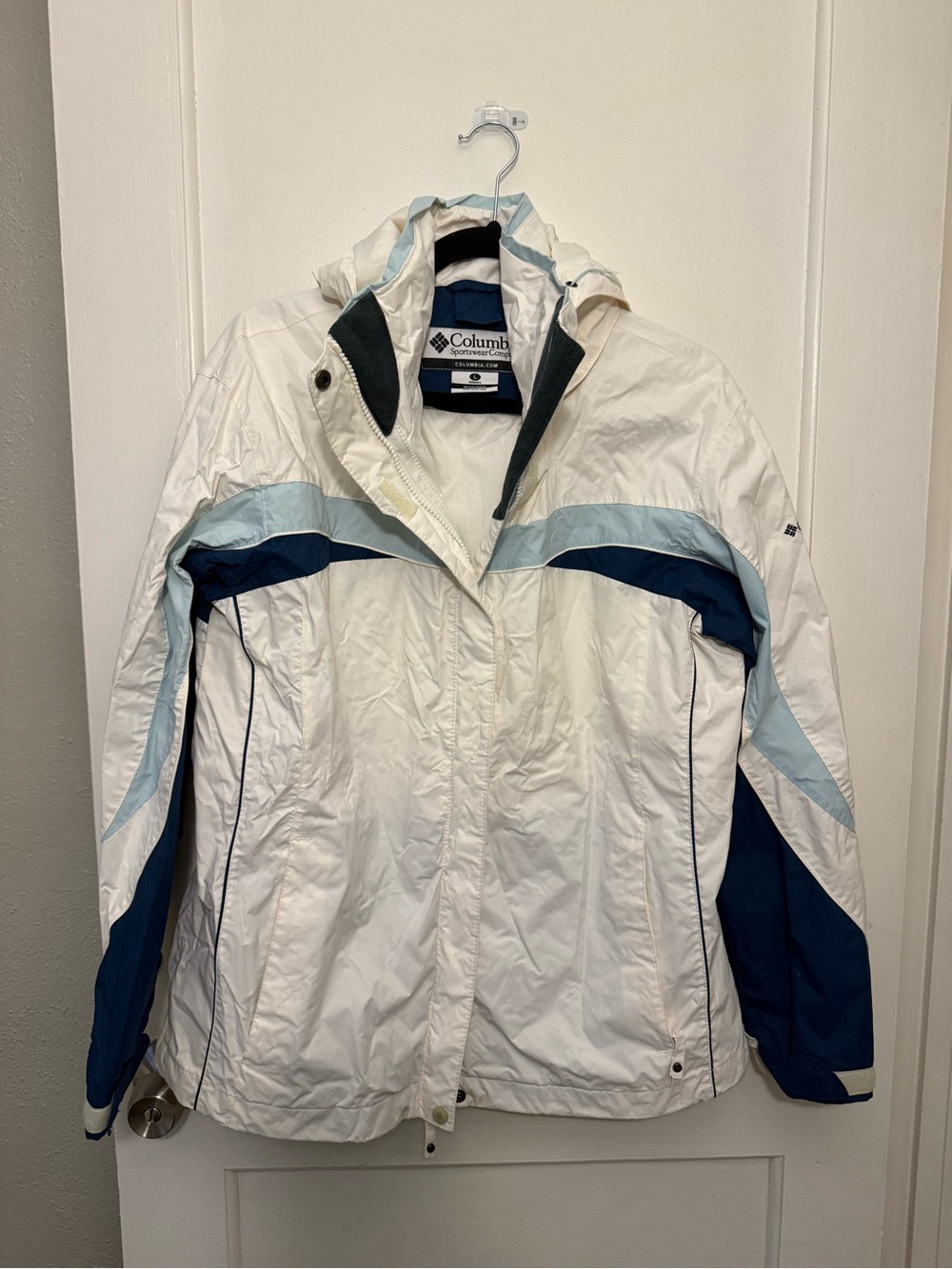 Columbia White Navy & Light Blue Ski Jacket Shell